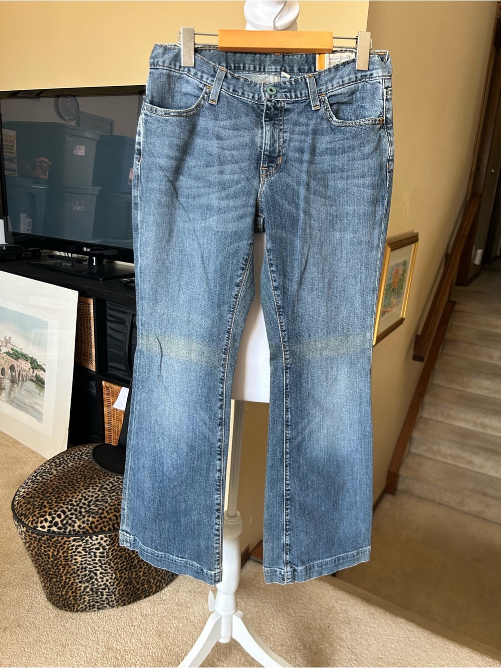 GAP 2000’s Long and Lean Light Blue Boot cut Faded Stretch Denim Jeans